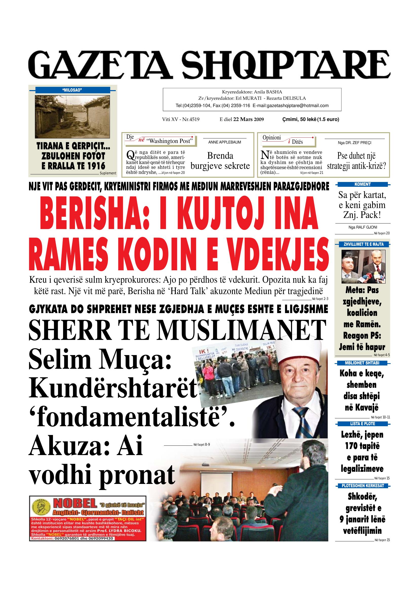 Gazeta Shqiptare 2009-03-22